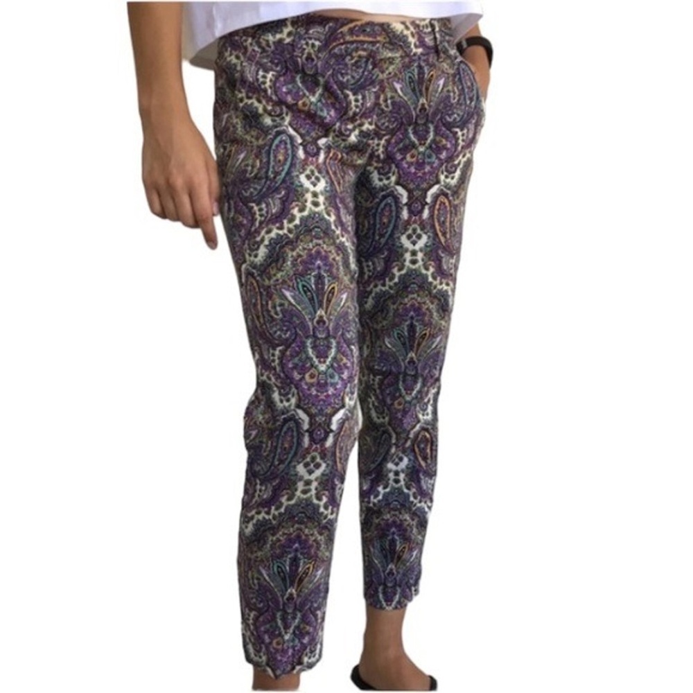 J. Crew City Fit Low Rise Cropped Paisley Print Pants Sz 4